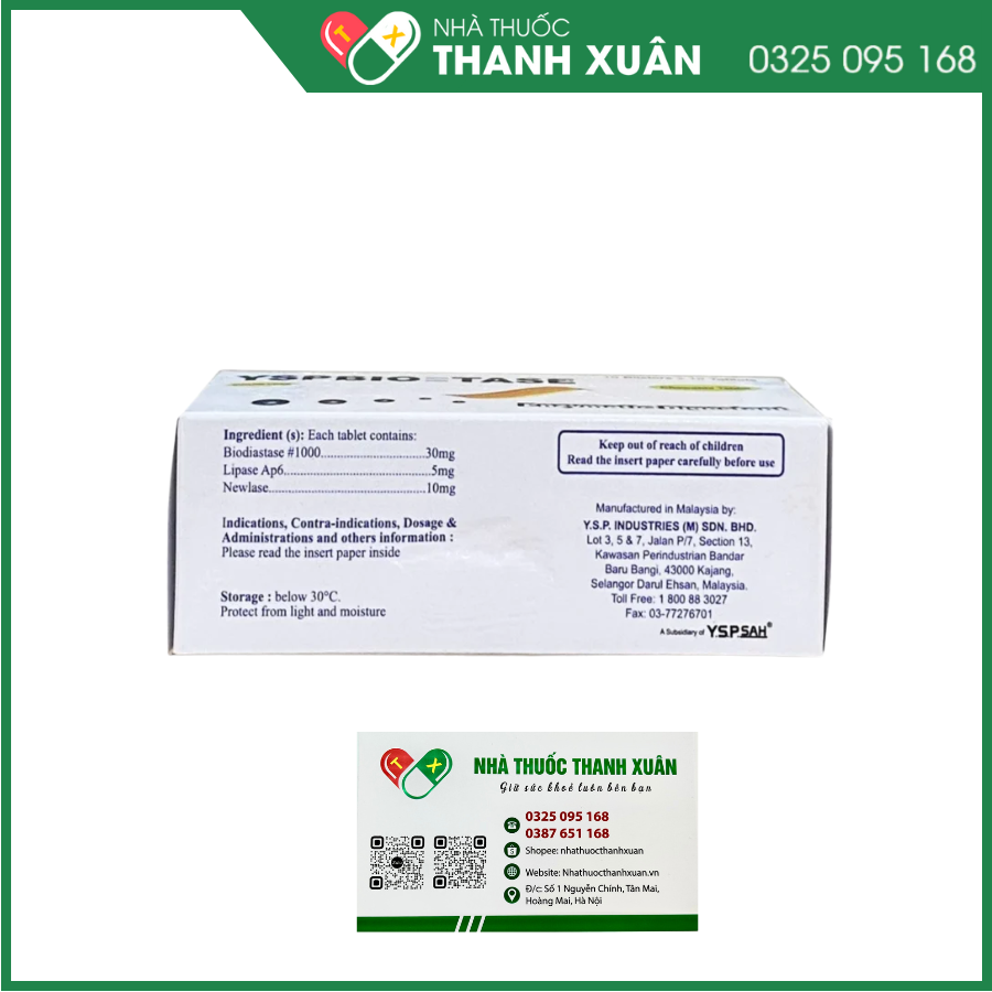 YspBio - Tase trị chứng khó tiêu, bội thực, chán ăn